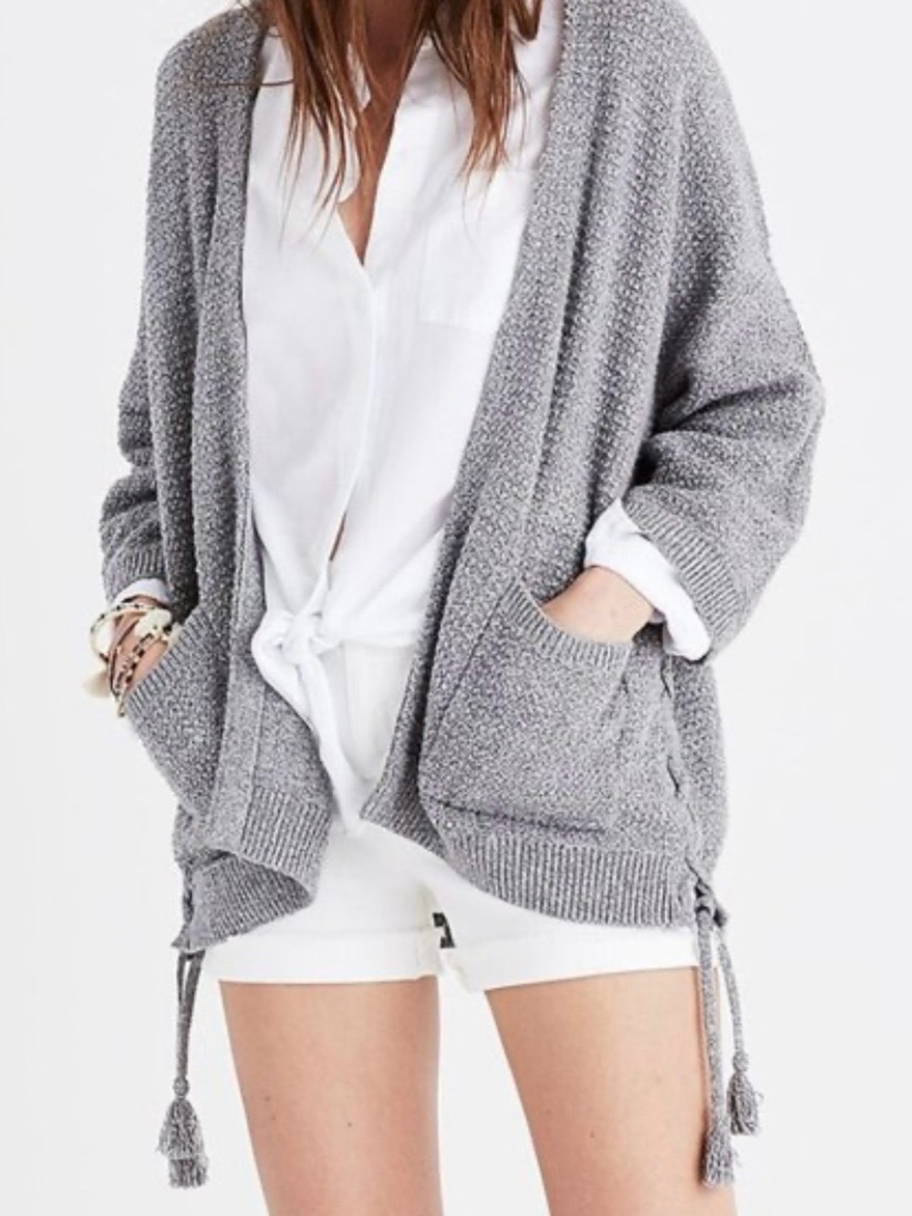 Madewell Light Grey Sidelace Cardigan